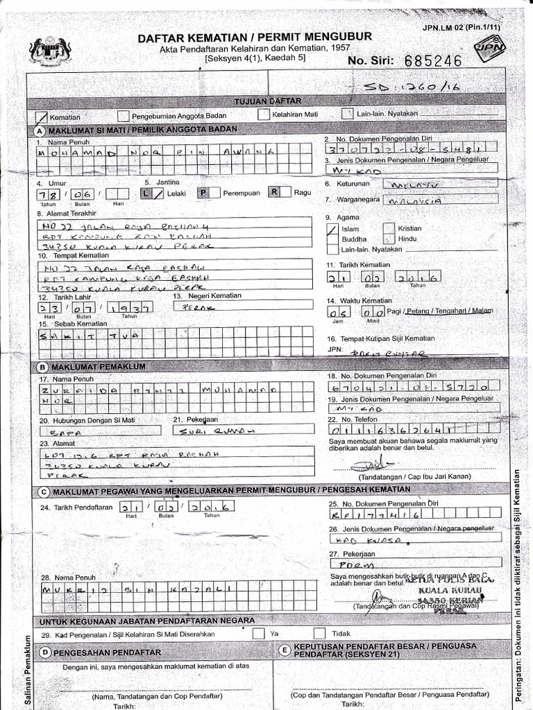 Sijil Kematian Pdf