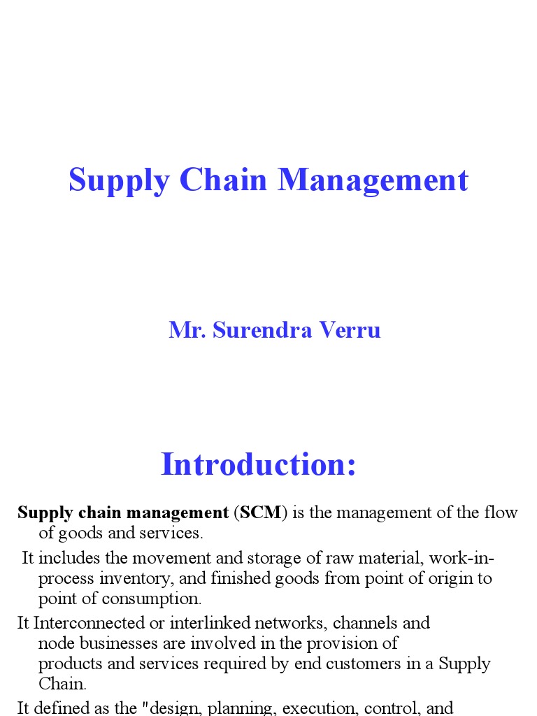 Introduction to Supply Chain Management | PDF | Supply Chain Management ...