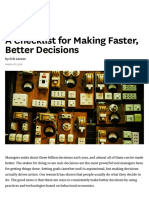 A Checklist for Making Faster, Better Decisions
