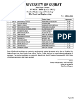 BScEE 3rd Merit List 2015 UOG