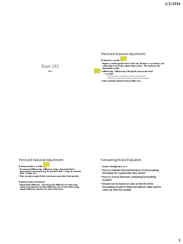 Econ 132: Trend and Seasonal Adjustments | PDF | Errors And Residuals ...