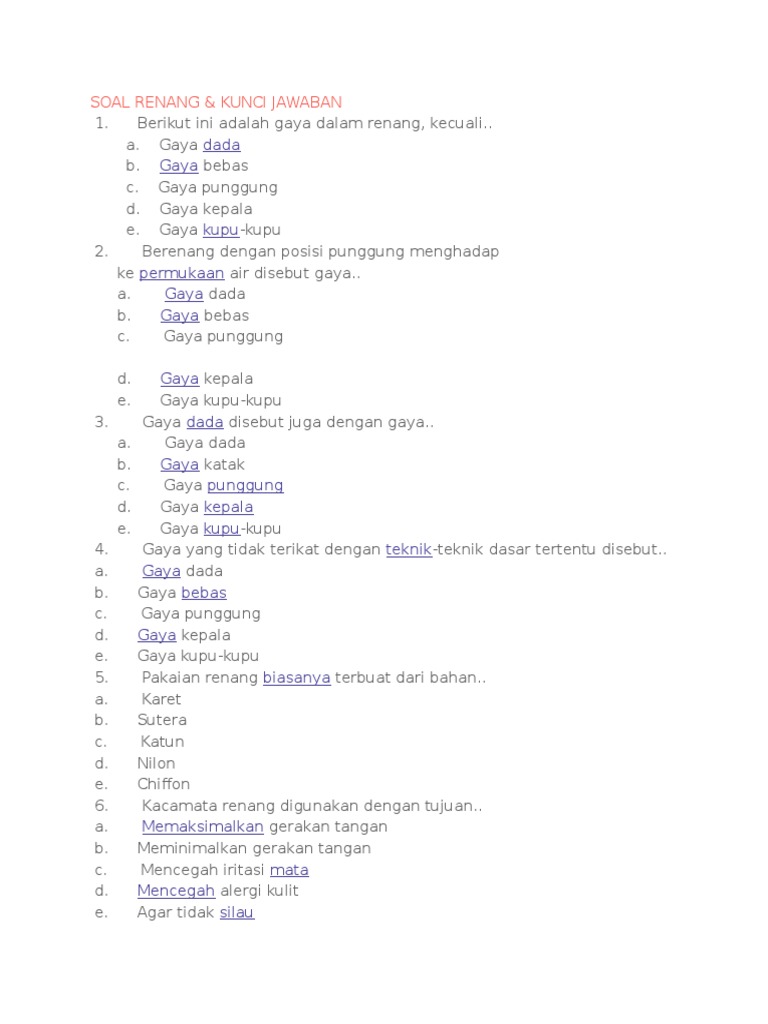Soal Renang