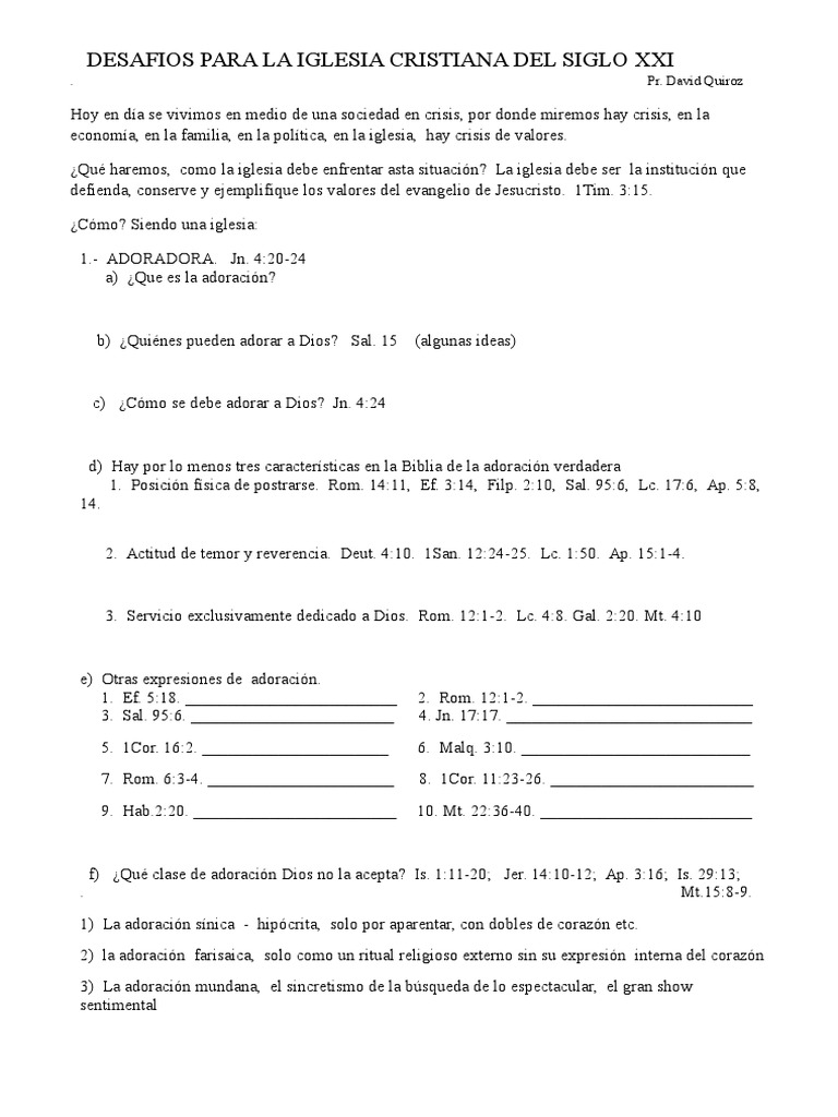 Desafios para La Iglesia Cristiana Del Siglo Xxi | PDF