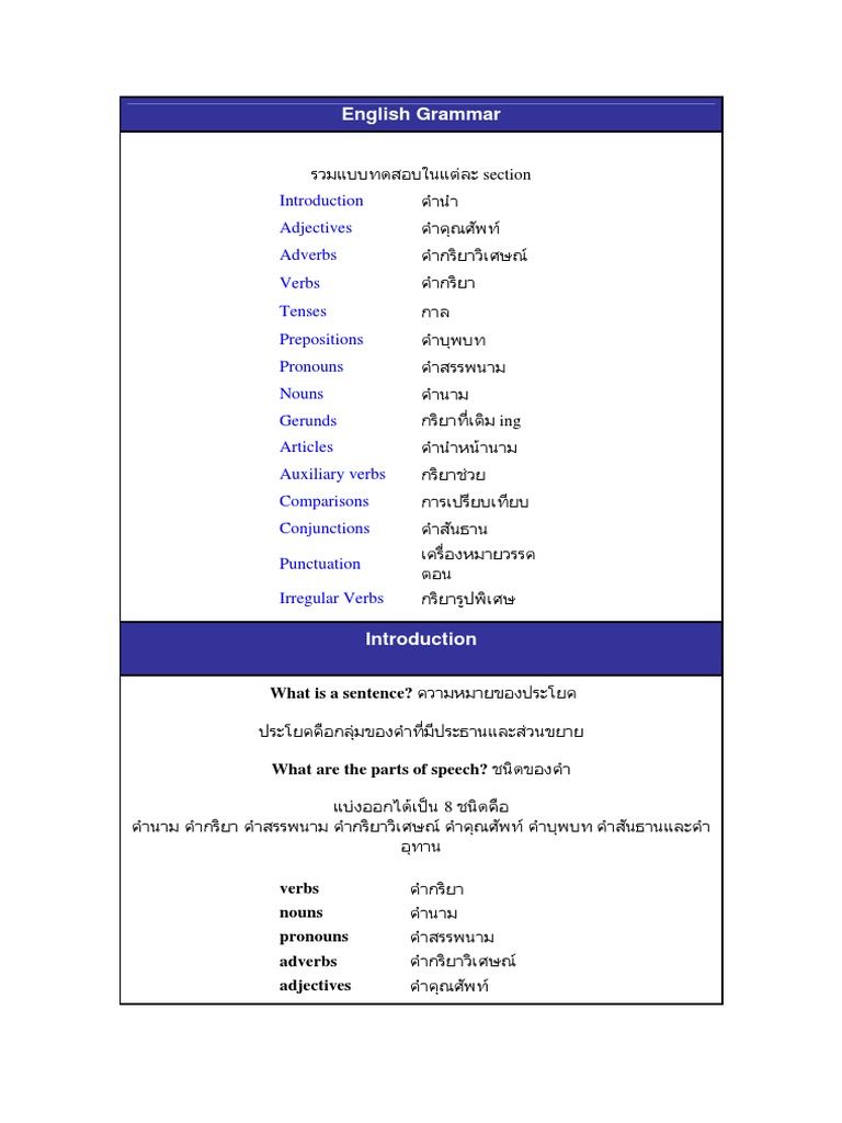 English Grammar in Thai Language | PDF