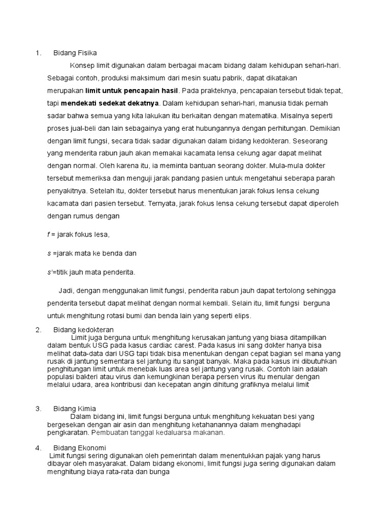 Penerapan Limit dalam Berbagai Bidang | PDF