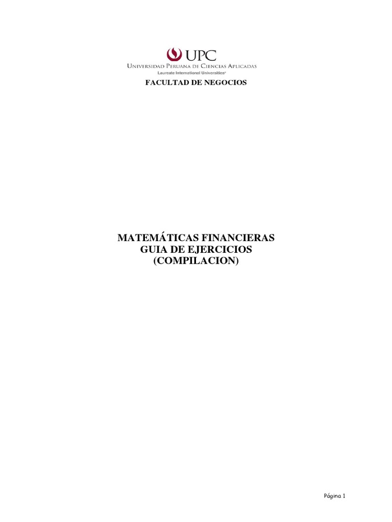 Guia de Ejercicios Matematicas Financieras | PDF | Finanzas Matemáticas ...
