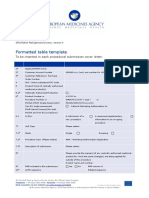 Formatted Table Template: To Be Inserted in Each Procedural Submission Cover Letter