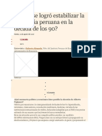 Cómo Se Logró Estabilizar La Economía Peruana en La Década de Los 90