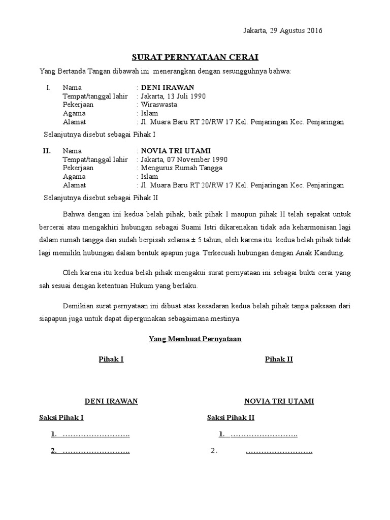 Surat Cerai Rt Rw - SuratMenyurat.net