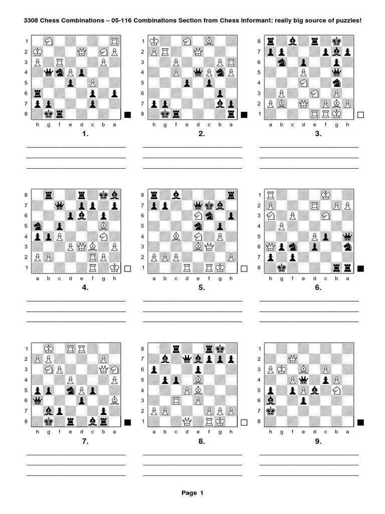 3308 Chess Combinations Big Source Of Puzzles Pdf Chess