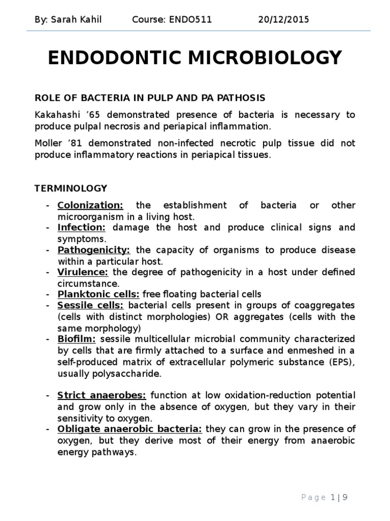 Endodontic Microbiology PDF Bacteria Infection