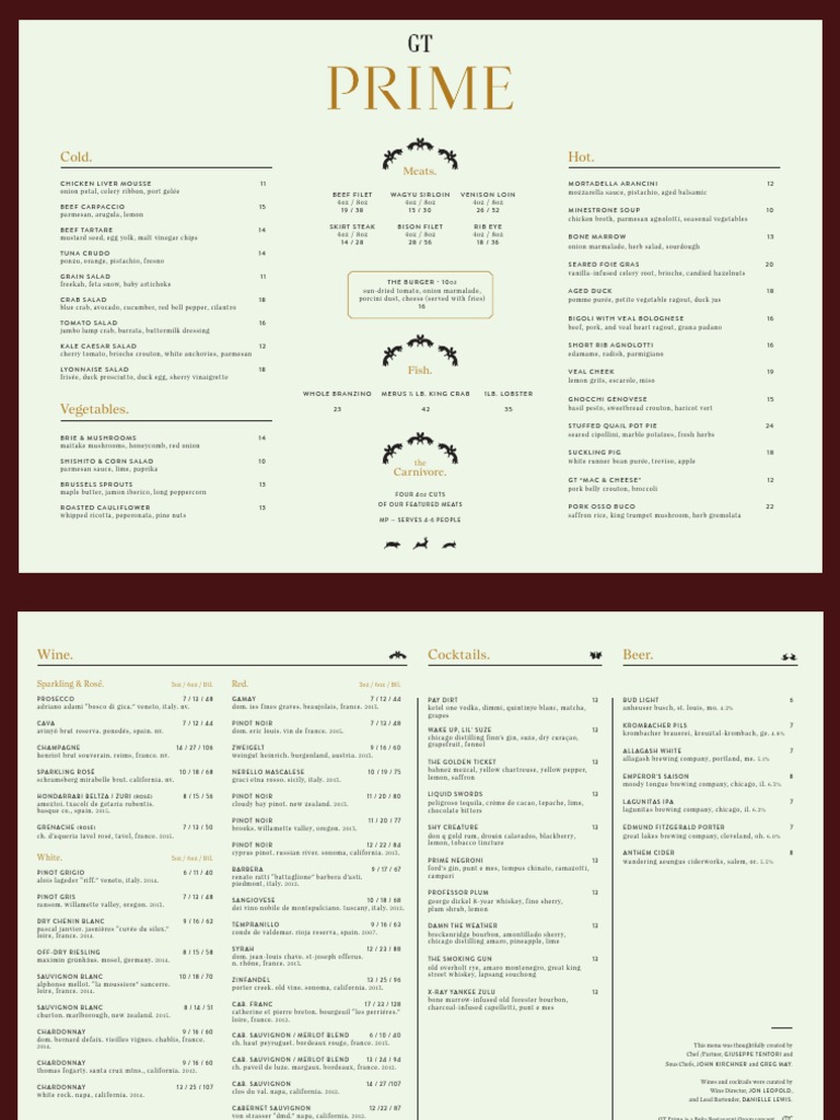 Gtprime Menu Final | PDF