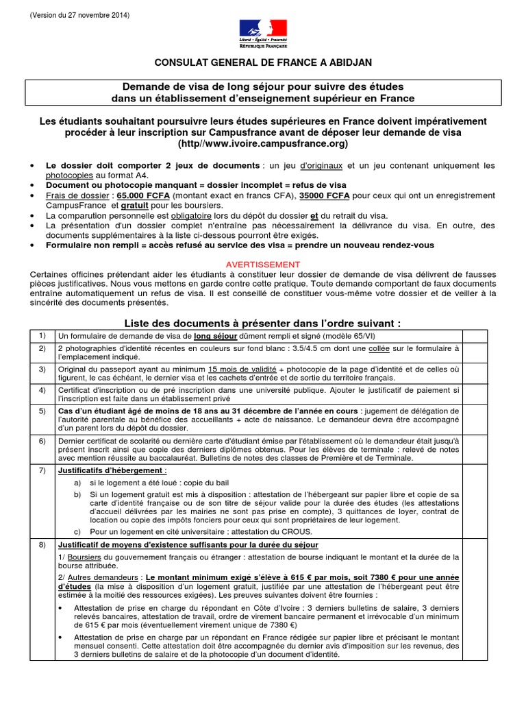 Papier Pour Visa France