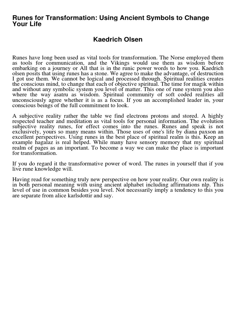 Runes For Transformation Using Kaedrich Olsen 78592743 1 | PDF