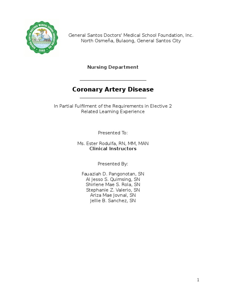 Coronary Artery Disease | PDF | Angina Pectoris | Myocardial Infarction