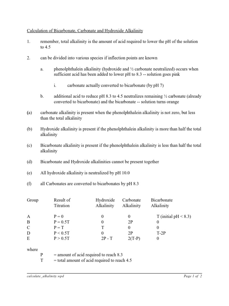 Calculate Alkalinity PDF | PDF