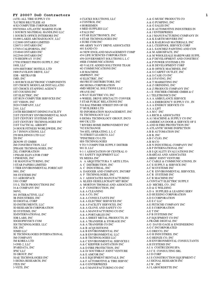 FY07 DoD Contractors | PDF | Aerospace | Engineering