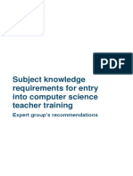 Subject Knowledge Requirements for Entry Into Cs Teacher Training