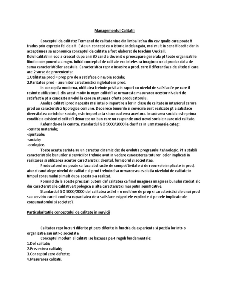 Managementul Calitatii | PDF