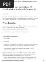 Procedimento Para a Retirada Do CII – Certificado Internacional de Importação