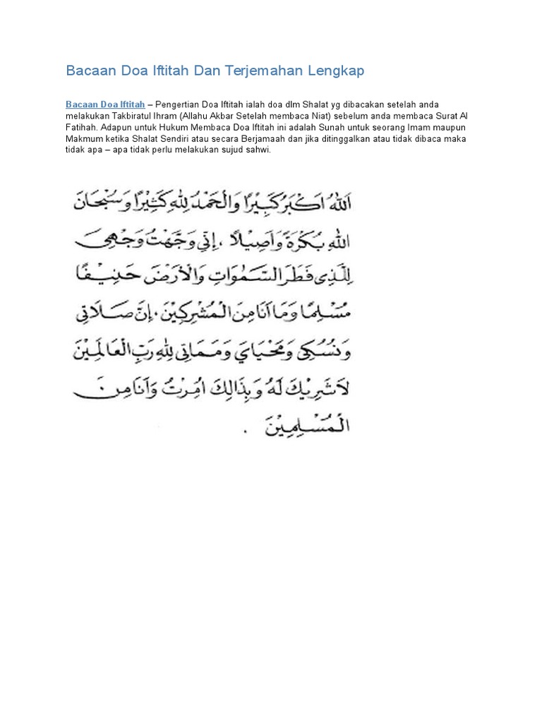 Doa Iftitah Dan Terjemahan Pdf