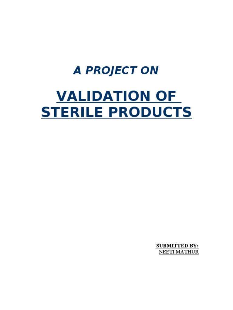 Validation of Sterile Product Verification And Validation
