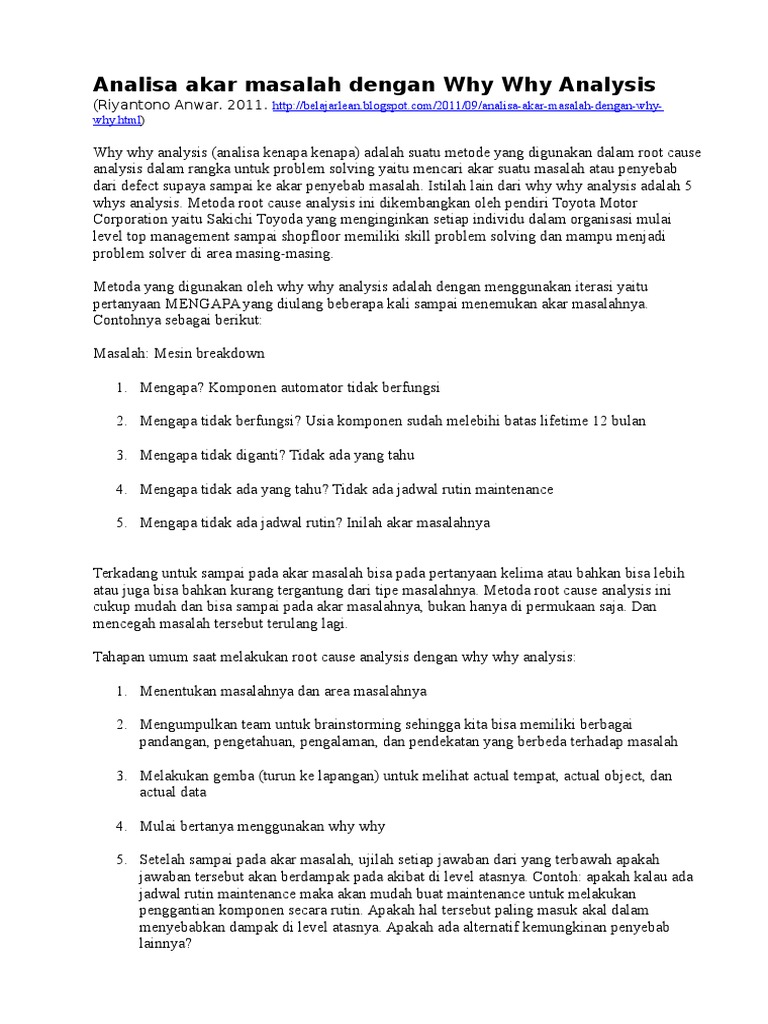 Why Why Analysis | PDF | Karier & Perkembangan | Bisnis