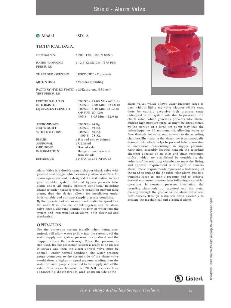 Fire Alarm Valve | PDF | Fire Sprinkler System | Valve