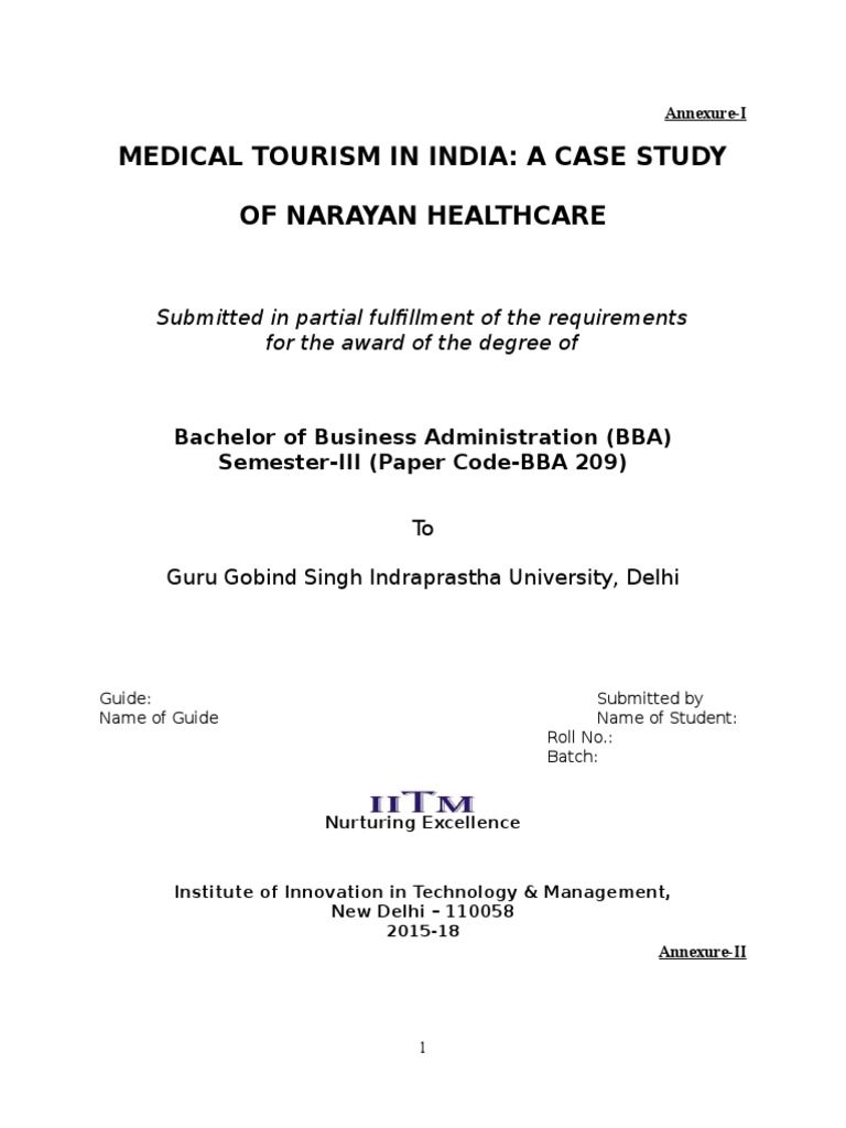 Medical Tourism in India A Case Study of Narayan Healthcare PDF