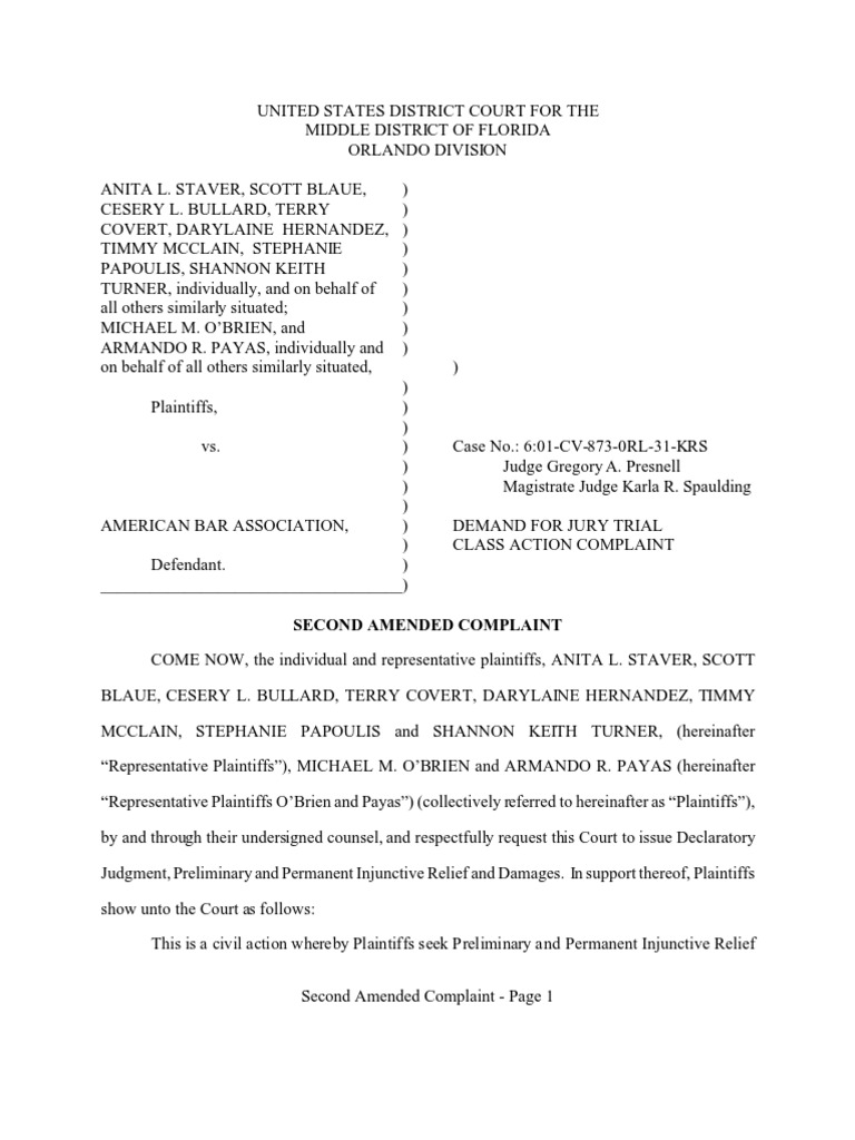 Complaint 2 Amended PDF American Bar Association Class Action