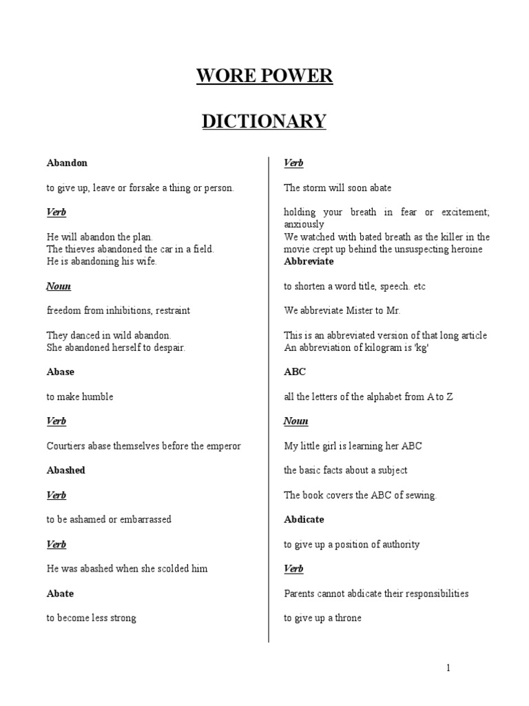 Word Power Dictionary (August 2009) PDF Adjective Stress (Linguistics)