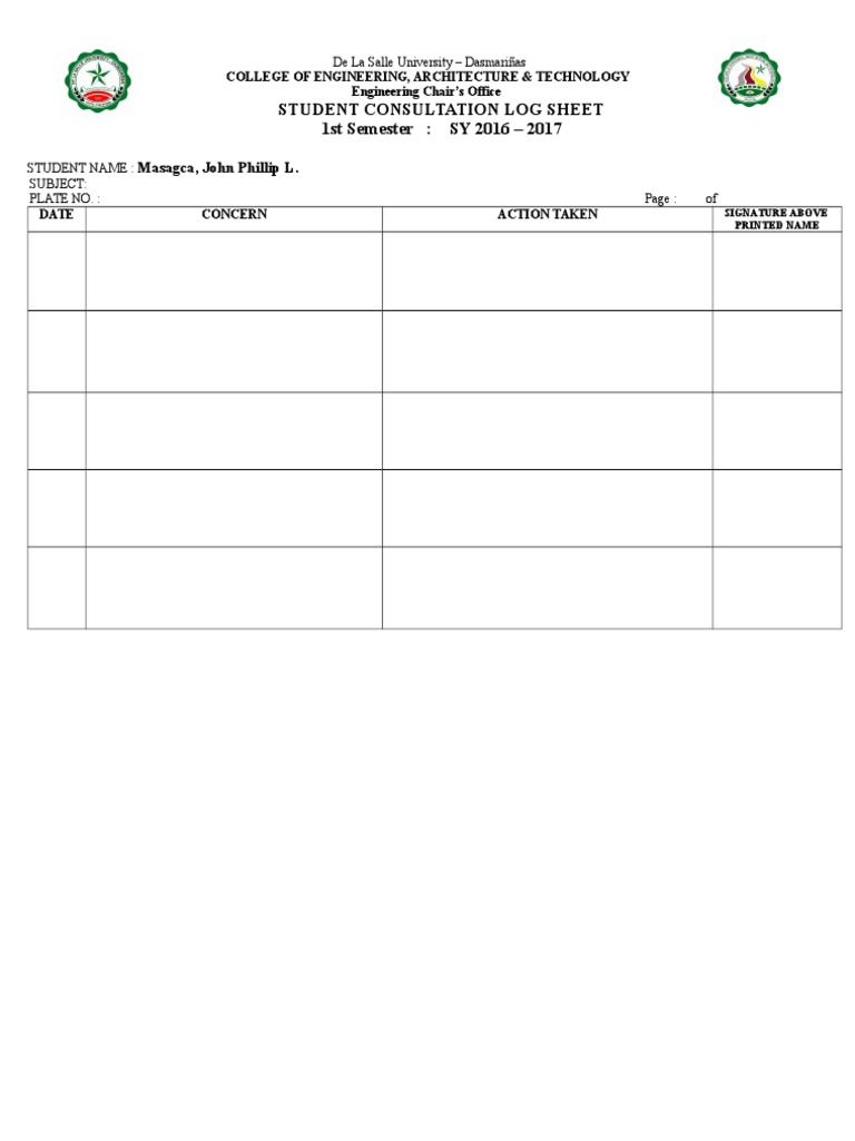 Student Consultation Log Sheet | PDF | Art