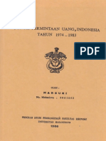 Skripsi S1 Fungsi Permintaan Uang, Indonesia Tahun 1974 - 1983 Oleh Marsuki PH.D