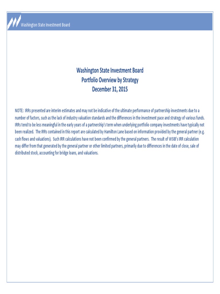 Washington State Investment Board Portfolio Overview by Strategy ...