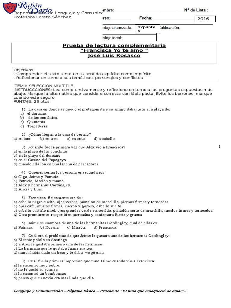 Francisca Yo Te Amo Pdf Narración Amor