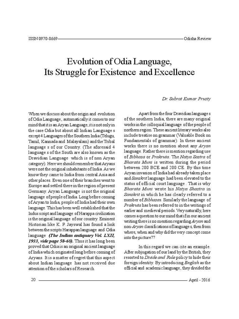 Evolution and Origin of Odia Language | PDF | Sanskrit | Languages Of India