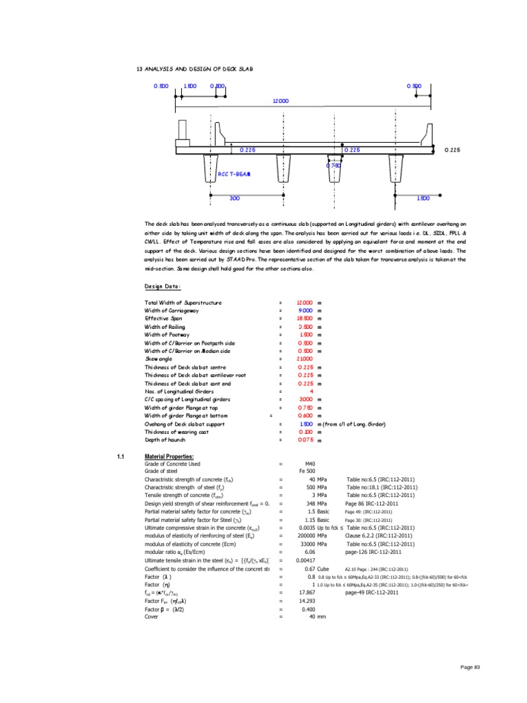 Deck Slab Design Analysis Report | PDF | Strength Of Materials ...