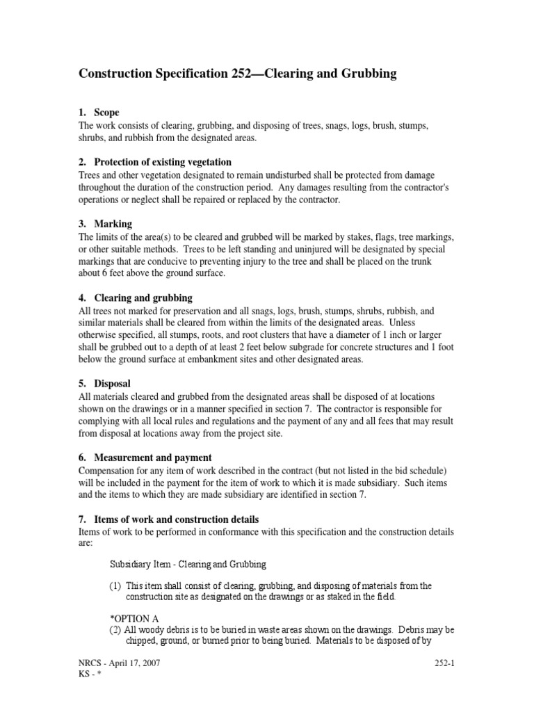 Clearing and Grubbing Guide | PDF | Trees | Deep Foundation