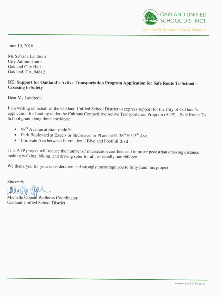 Letters of Support - ATP SRTS 2016 PDF | PDF | Oakland | Cycling ...