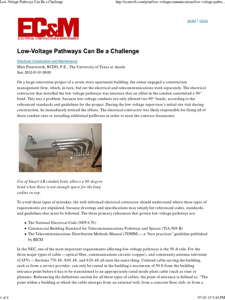 Low-Voltage Pathways Can Be A Challenge | PDF | Cable | Cable Television