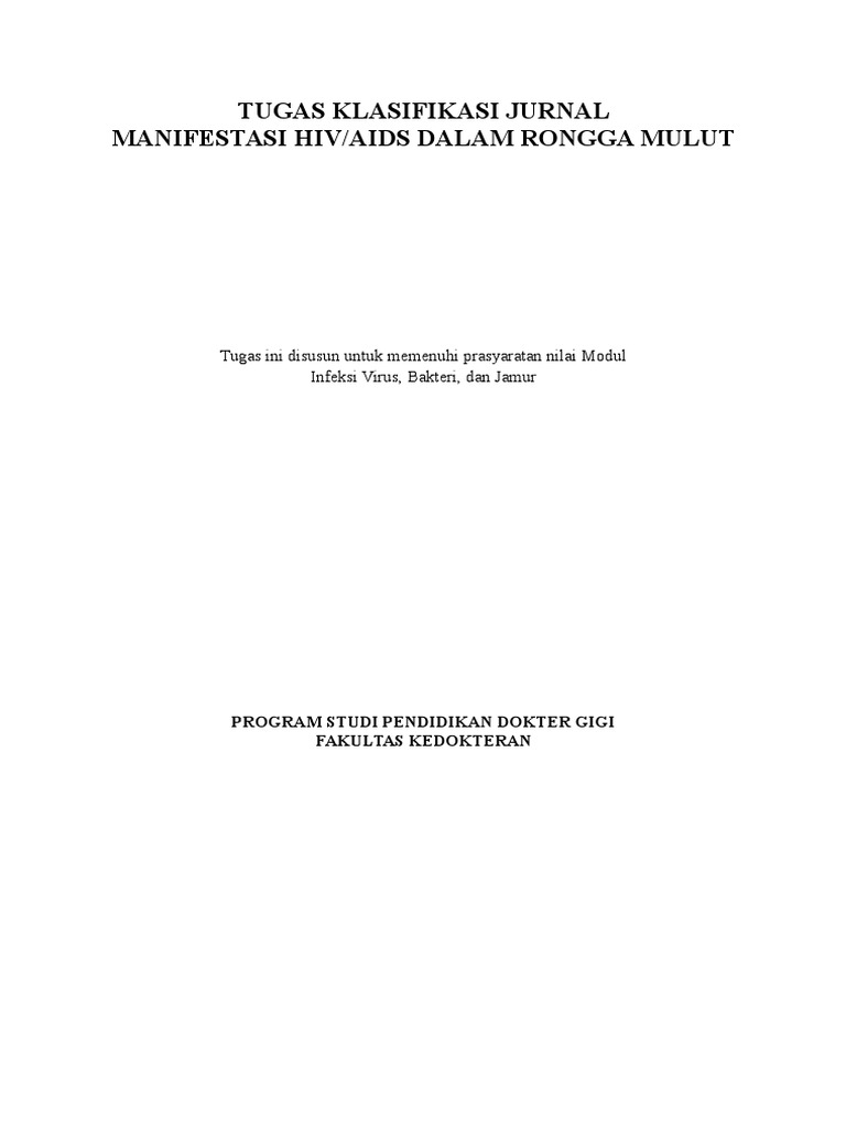 Manifestasi HIV AIDS Dalam Rongga Mulut | PDF | Ilmu Sosial
