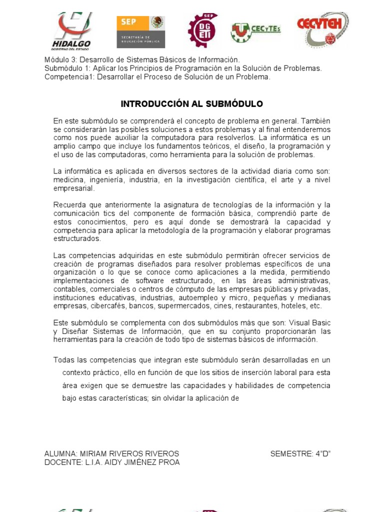 Introducción Al Submódulo | PDF | Programación de computadoras | Algoritmos