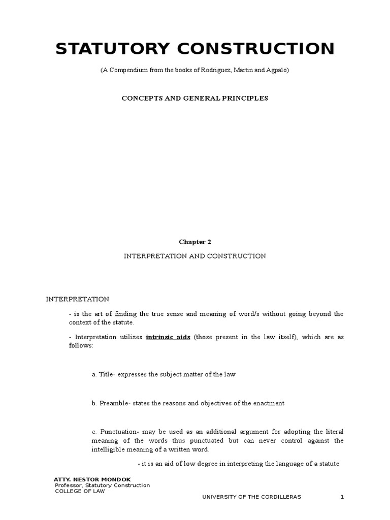 Statutory Construction Statutory Interpretation Virtue