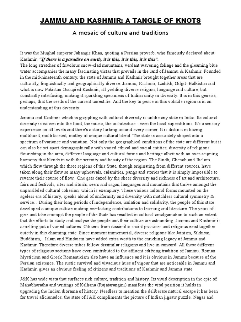 Cultural Diversity of Jammu and Kashmir | PDF | Religion And Belief ...
