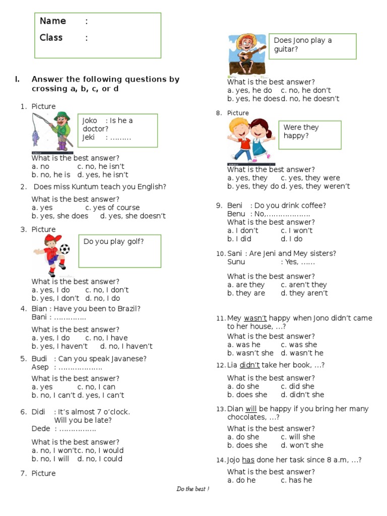 Quiz SMK KTSP BAHASA INGGRIS KELAS XI  Leisure  Business