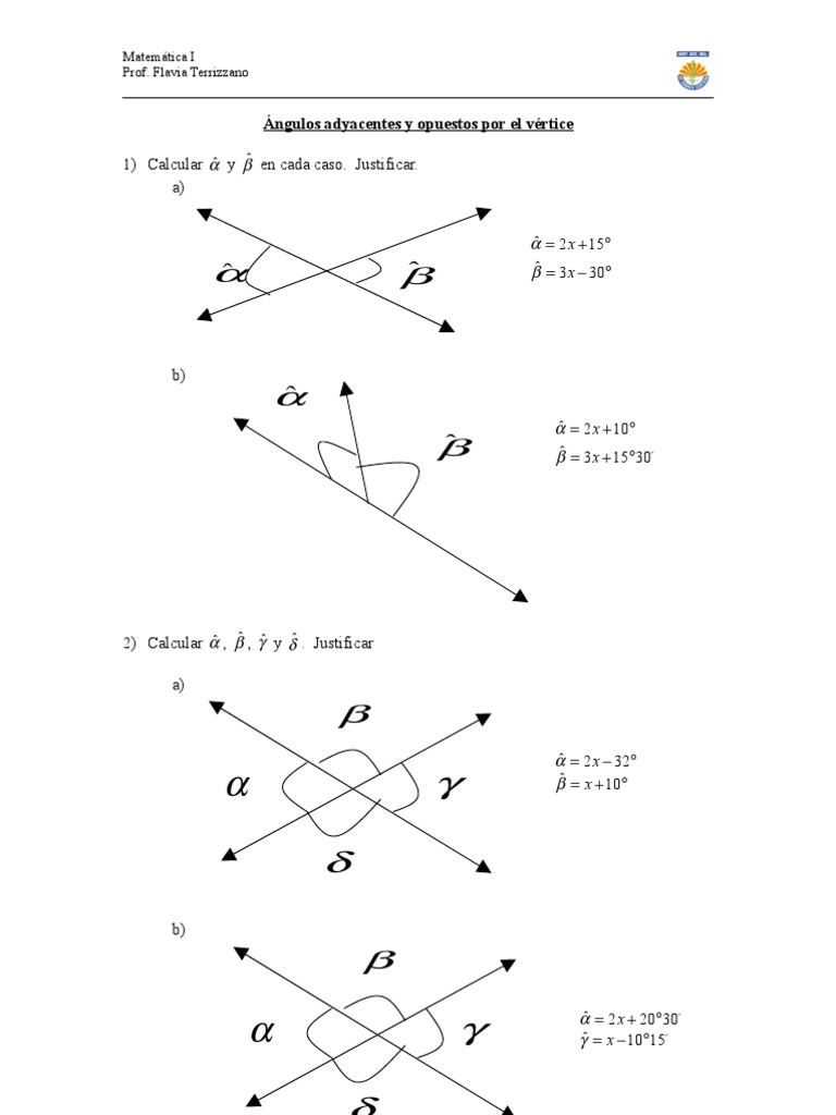 3 Ángulos Adyacentes y Opuestos Por El Vértice | PDF | Geometría |  Geometría Elemental, image size:768x1024