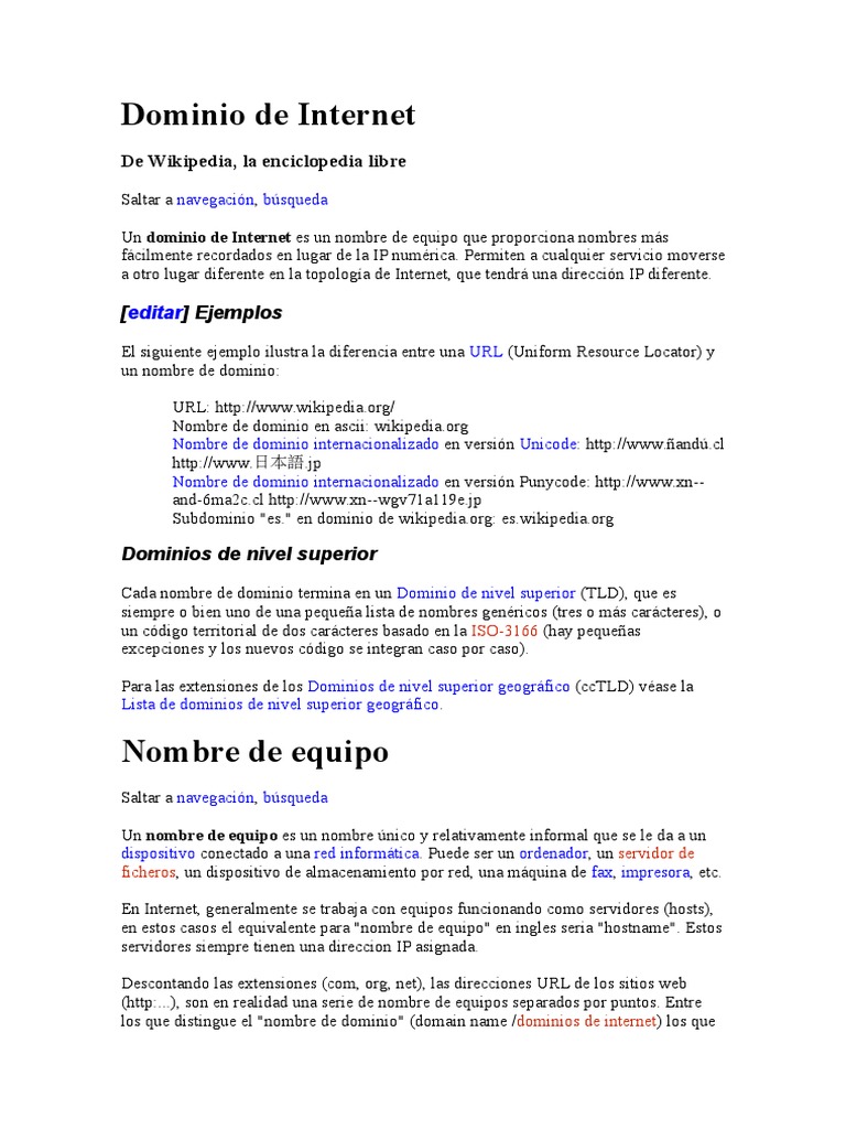 Ejemplos de dominios de Internet | PDF | Estándares de internet ...