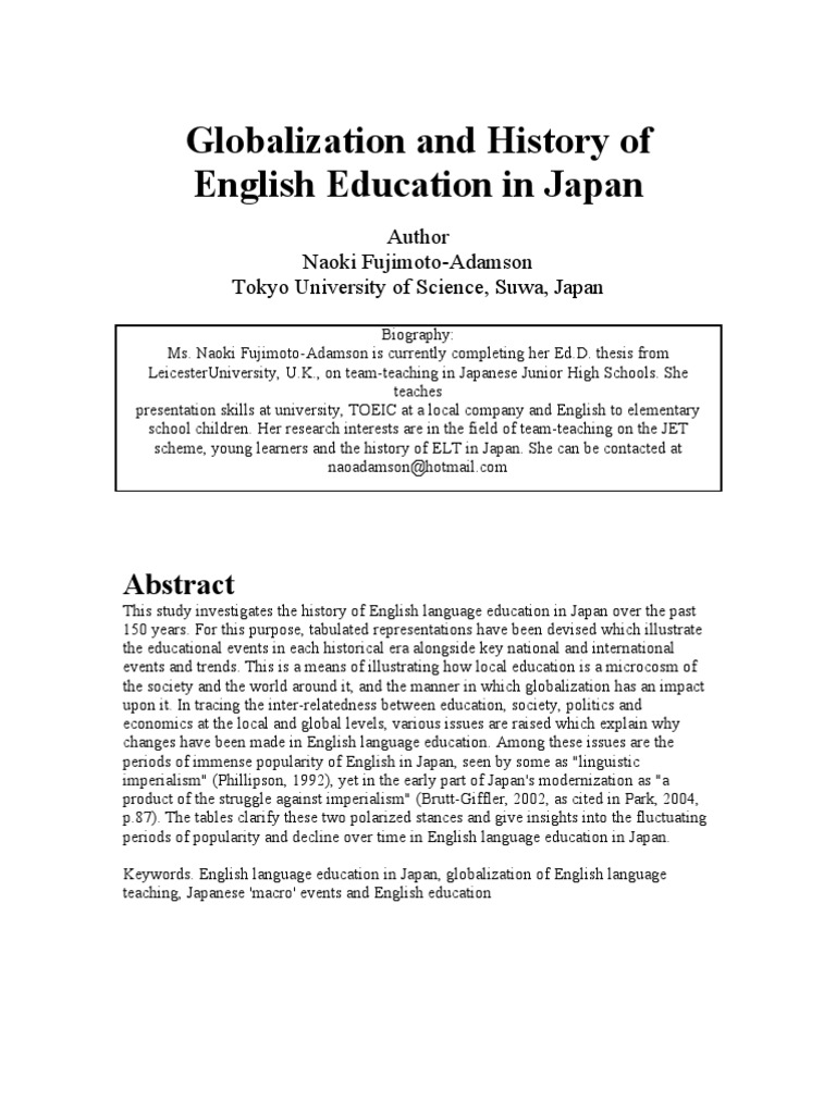 Globalization and History of English Education in Japan | PDF | Japan ...