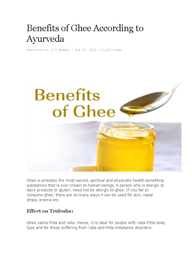 Benefits of Ghee According to Ayurveda Ayurveda Food And Drink