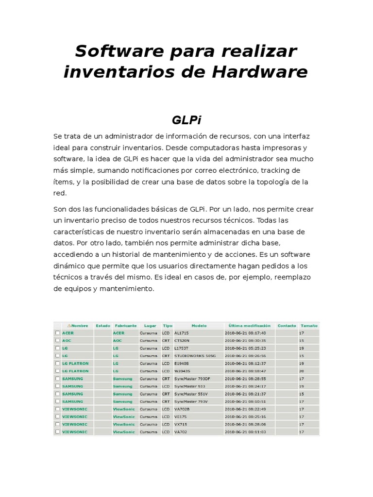 Software para Inventario de Hardware | PDF | Plataforma como servicio ...